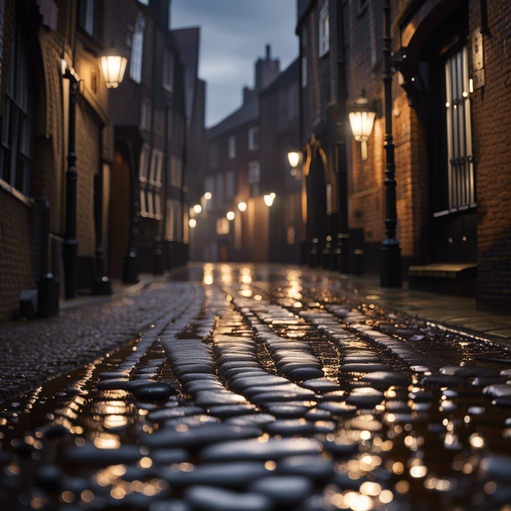 The Shambles, York: Wet Cobbles in Winter Sun