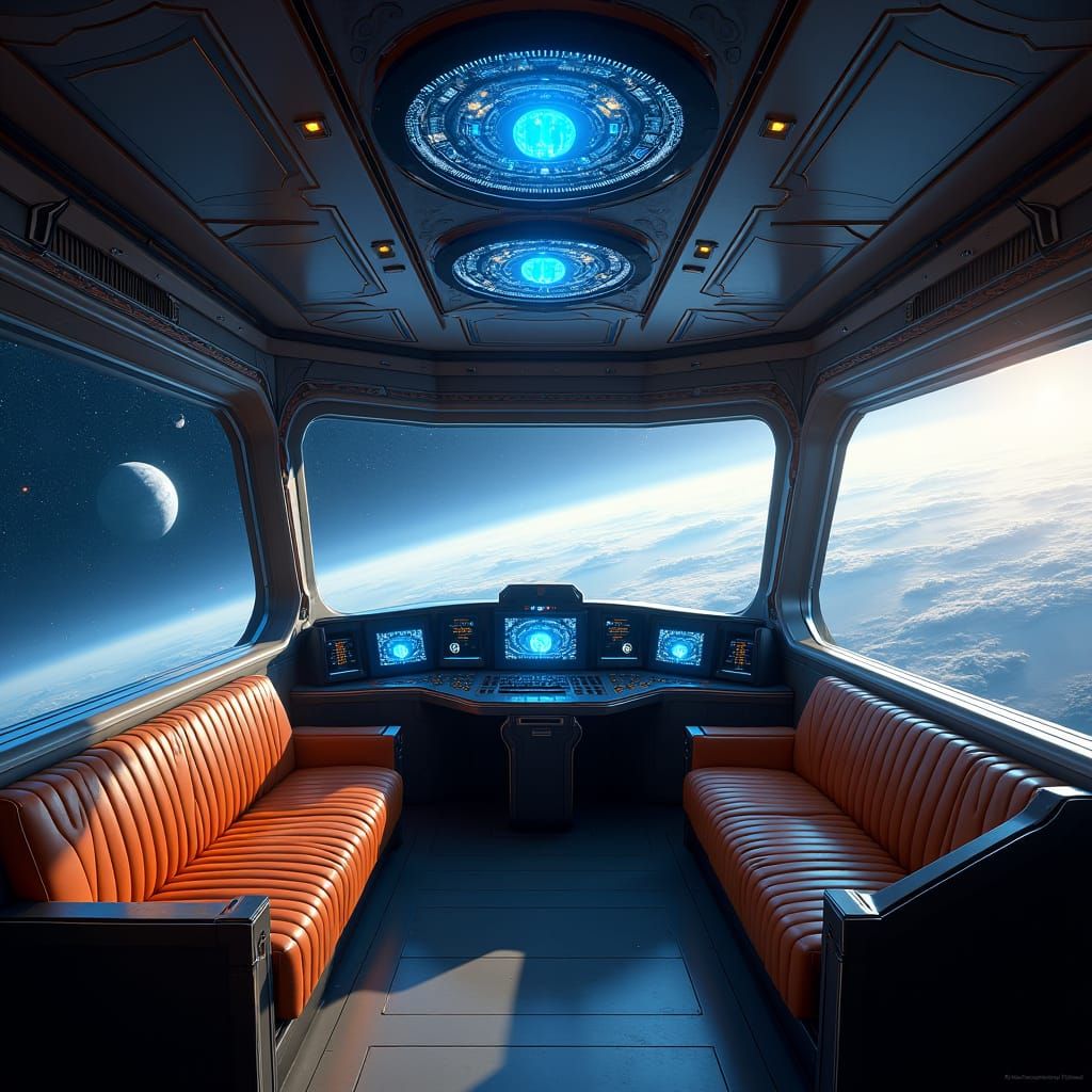 Star Cruiser Cockpit View in Ornate Matte Painting Style