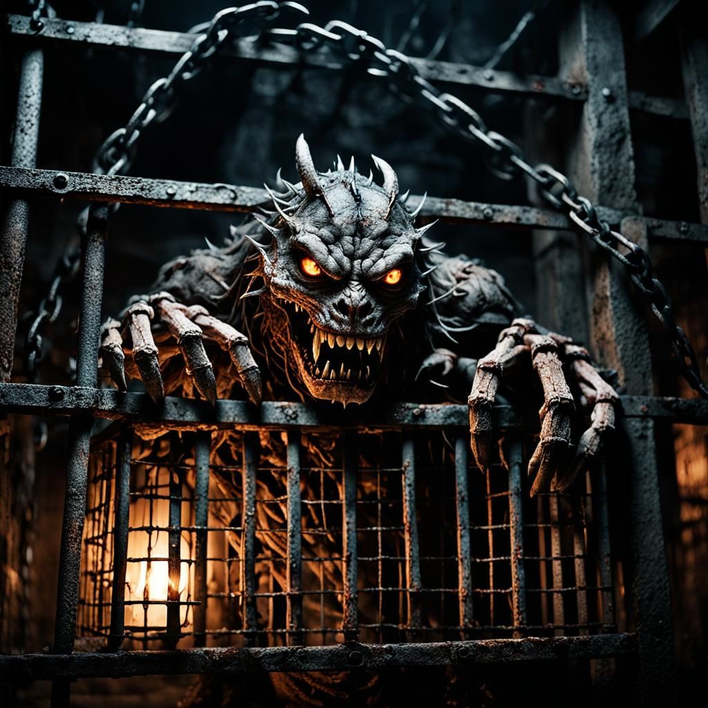 Dark Fantasy Horror: Caged Japanese Monster