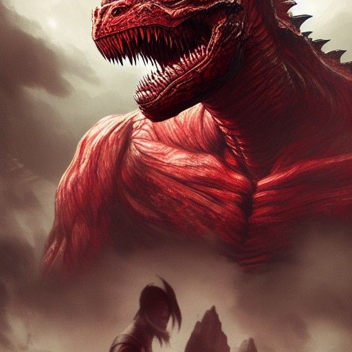 Terrifying Bright Godzilla Attack in Digital Illustration