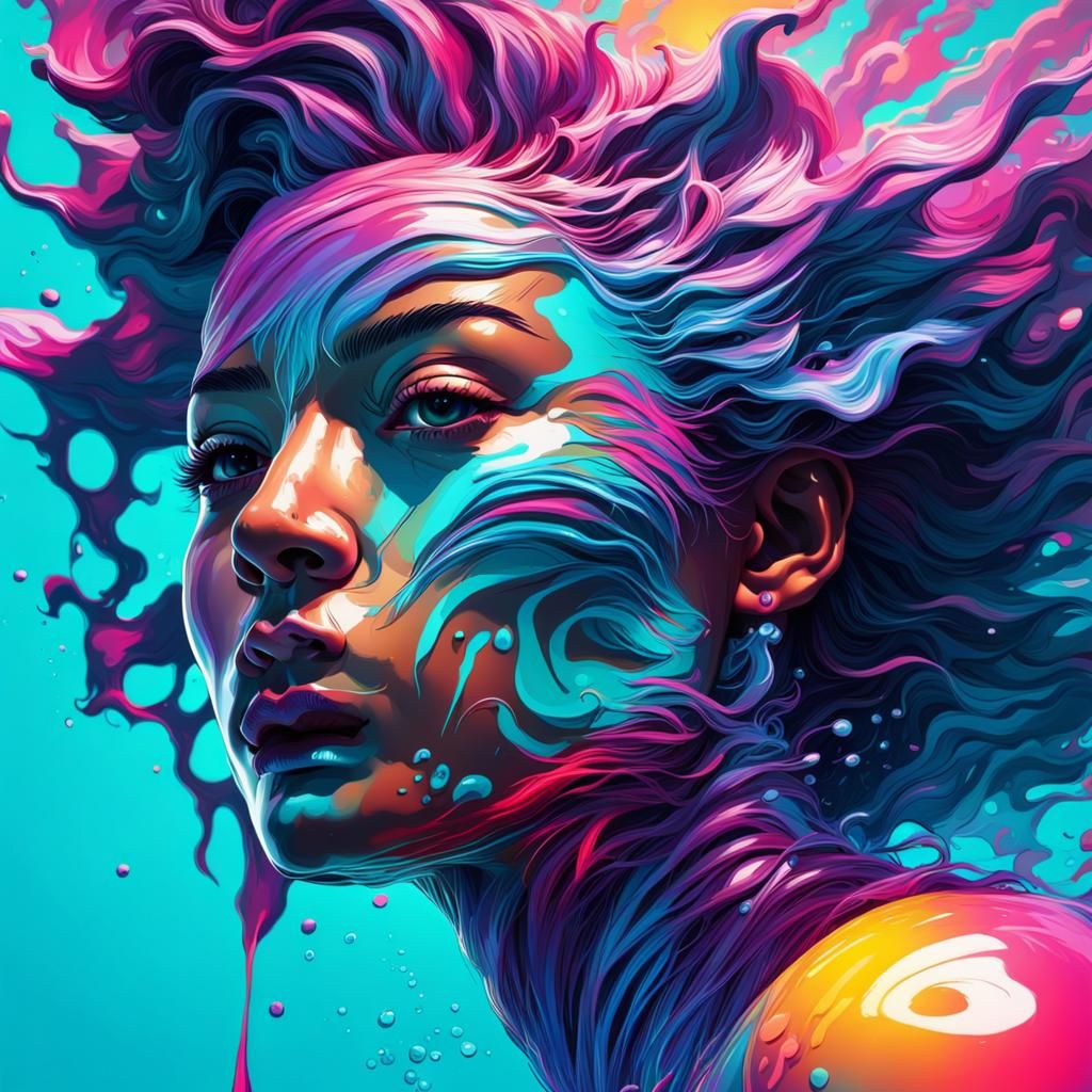 Dramatic Vaporwave Rendering with Intricate Details