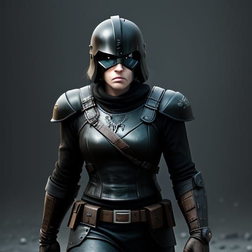 Grumpy Chick in Spartan Helmet: A Noir Scene