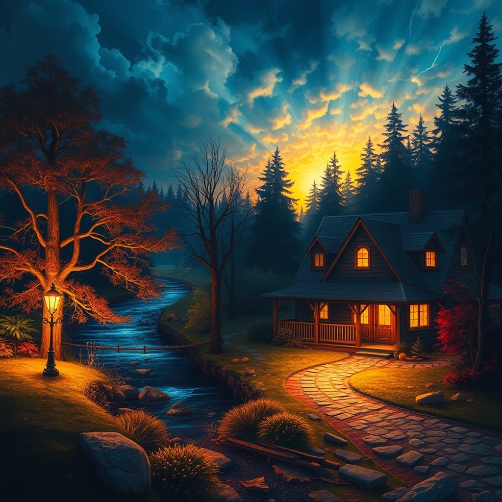 Journey to Grandma's House: Oil Painting Style