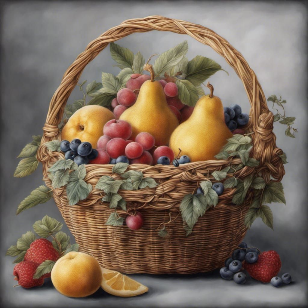Fruit Basket in Rococo Style, 3D Render