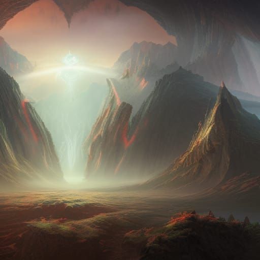 Fantastical Enigma Painting in Deep Color