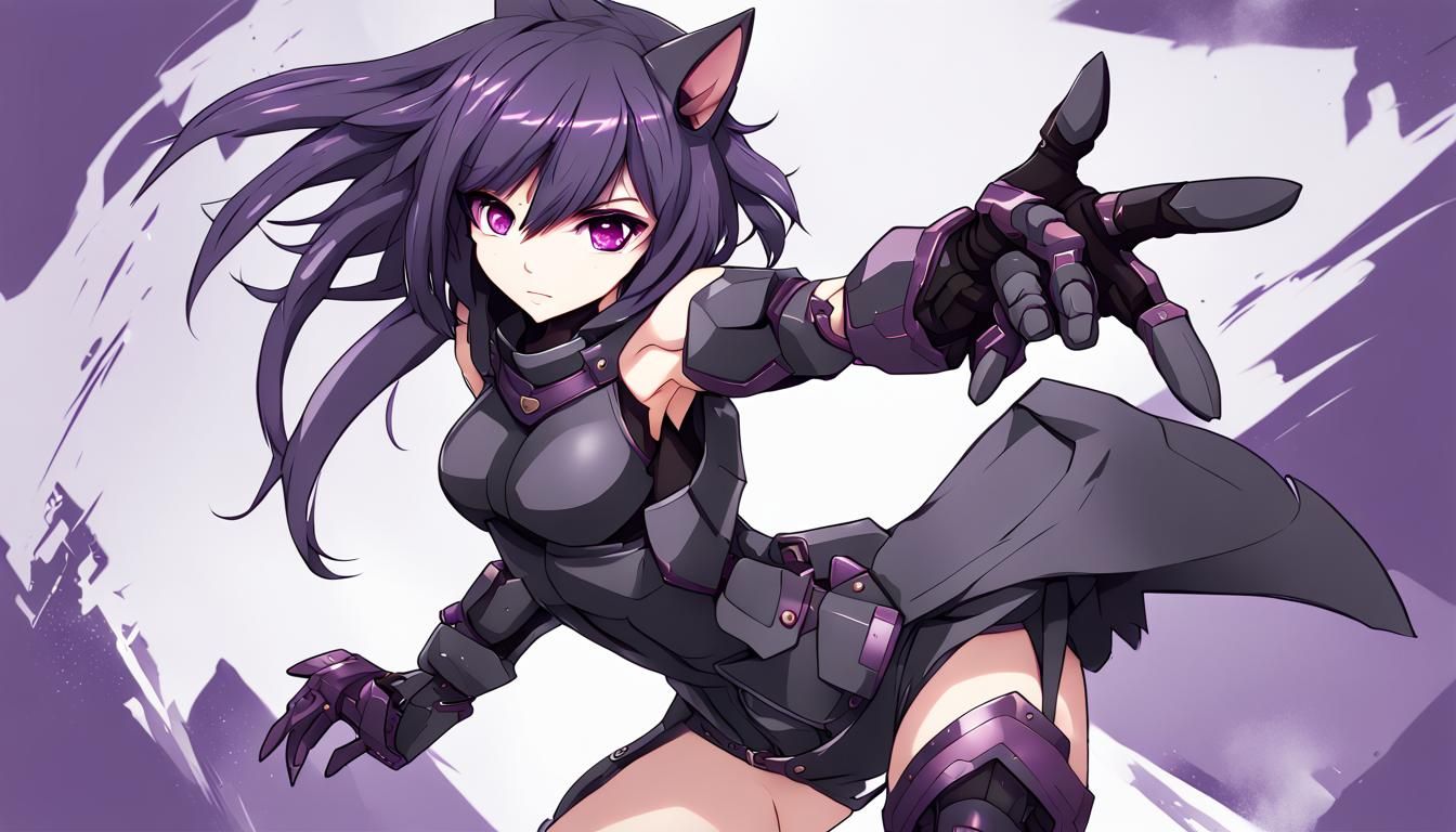 Anime Wolf Girl with Armor in Manga Style