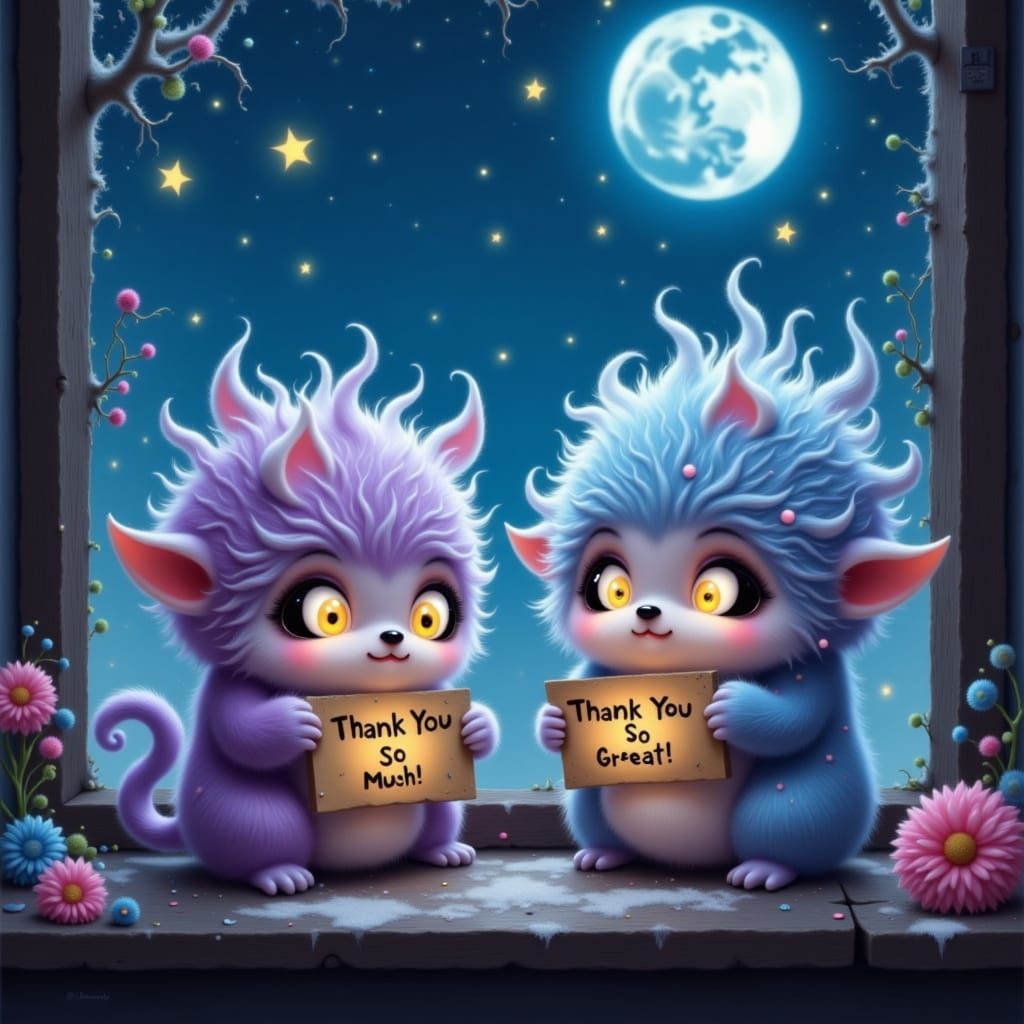 Pastel Monsters Thank You in Dreamy Illustration