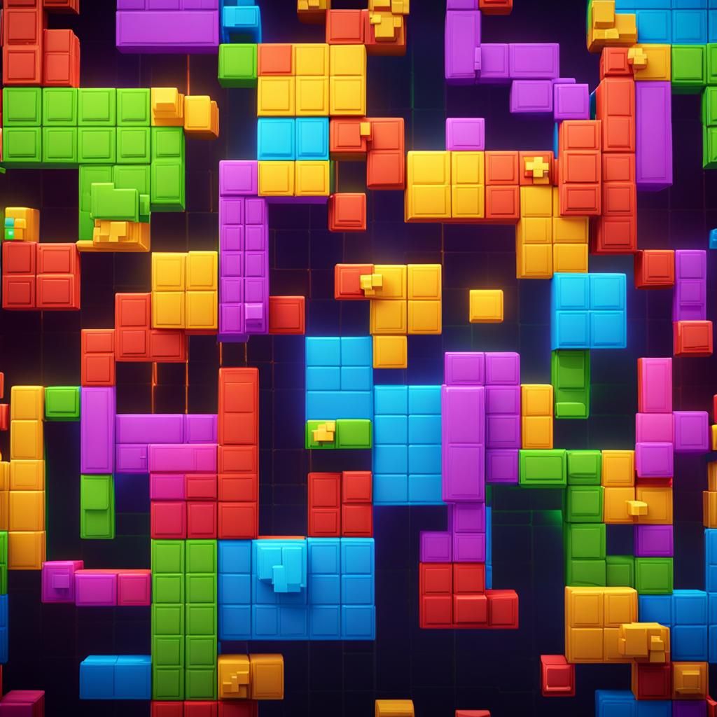 Tetris in 3D Cinematic Style