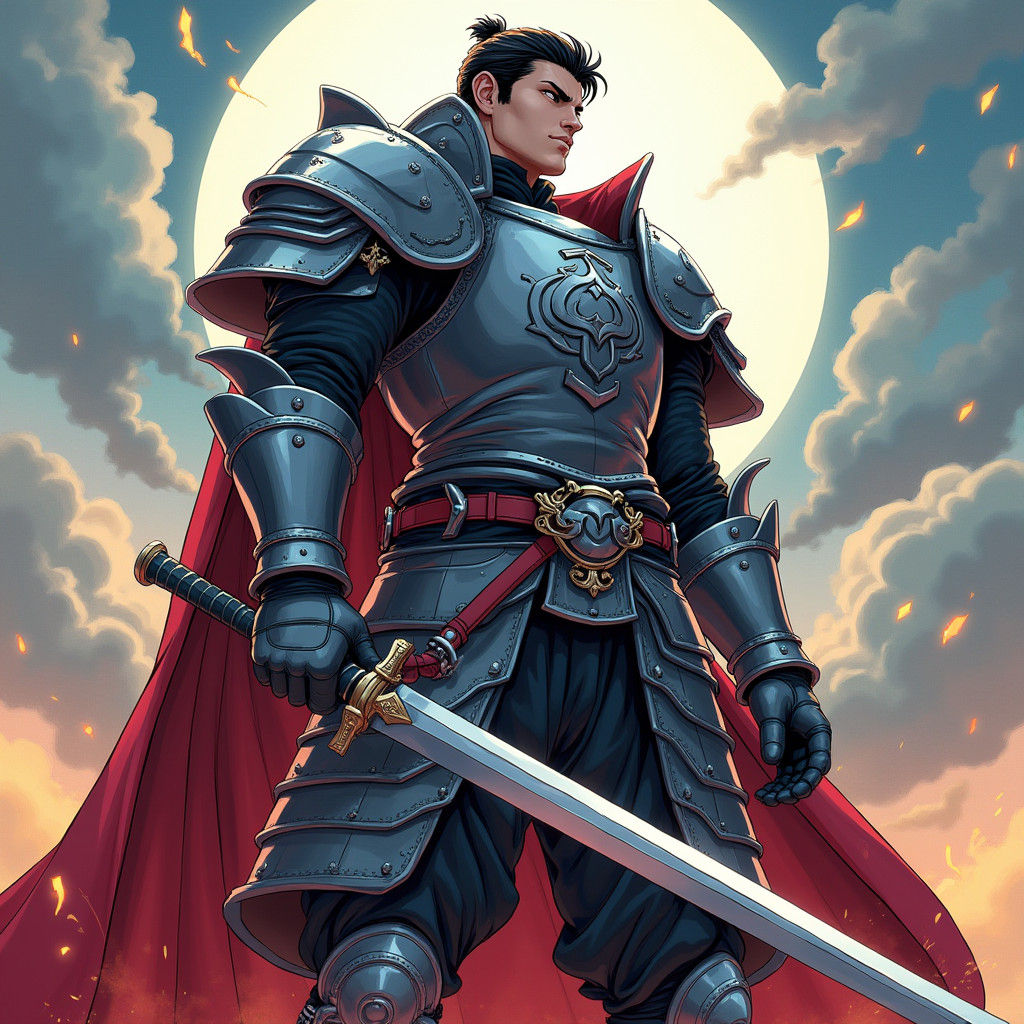 Anime Warrior with Sword in Japanese Style