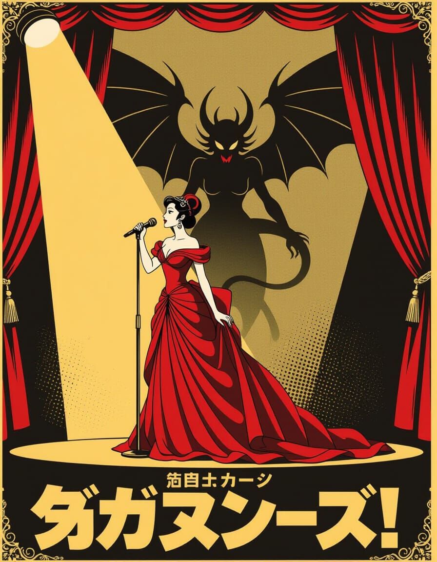 Horror Opera Singer in Manga Style