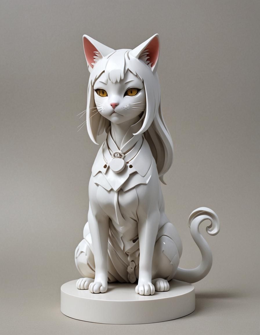 Stylized Plastic Sculpture of Neko Woman