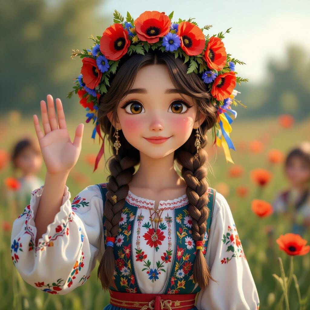 Ukrainian Girl Embodies Spirit of Ukraine in 3D Anime Style