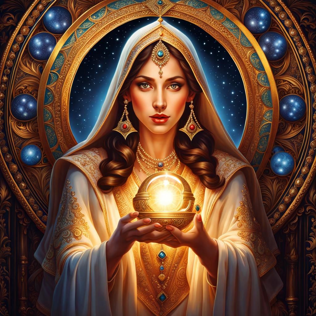 Virtuous Fortuneteller with Luminous Eyes Portrait