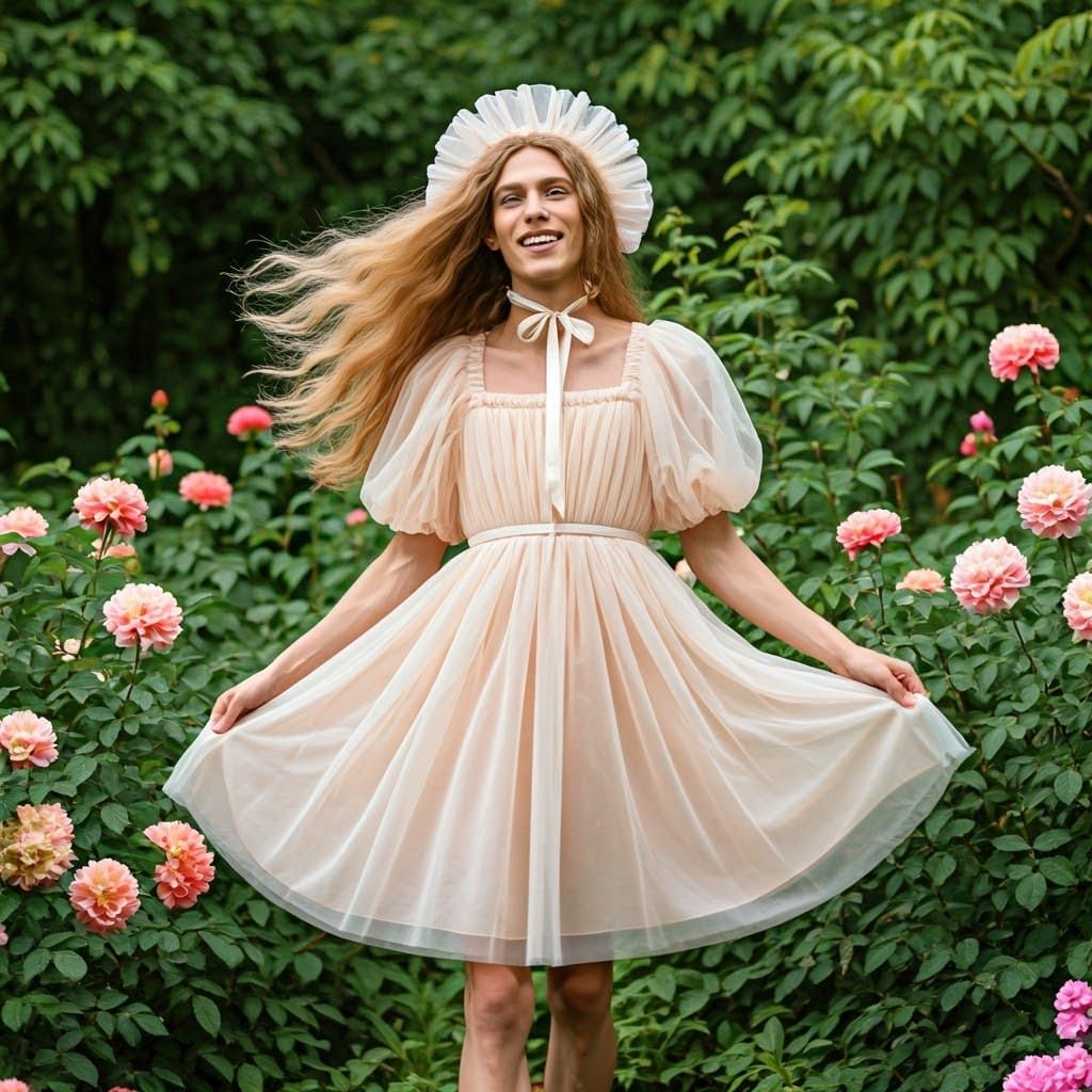 Dapper Gentleman Embodies Whimsy in Lush Garden