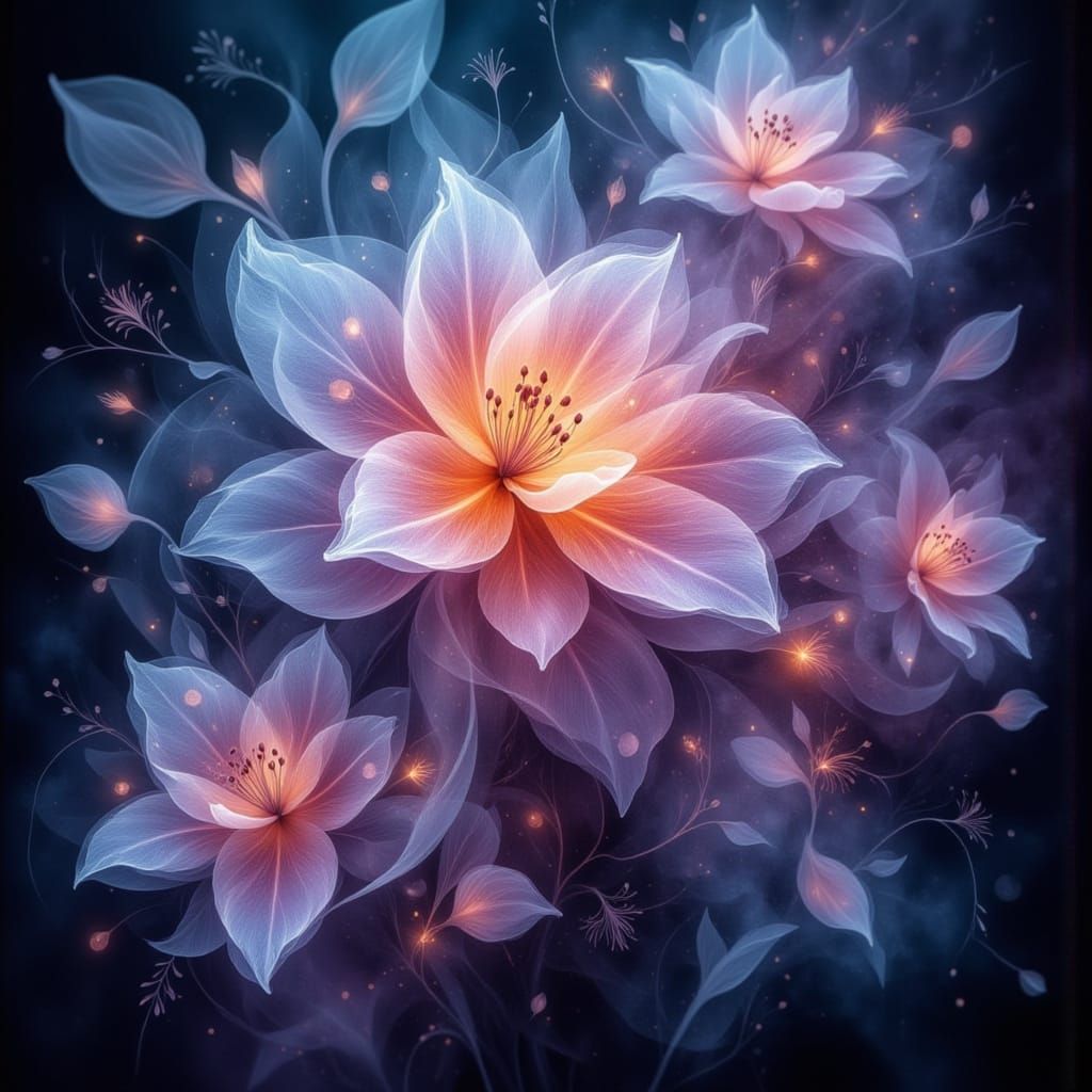 Glitchbloom Wisp Blooms in Cyberpunk Style