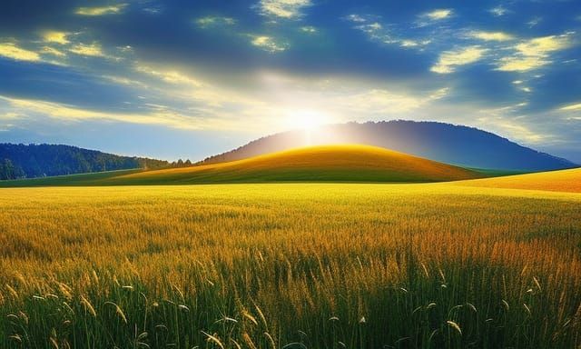 Hidden Treasure in Field: Digital Oil Painting