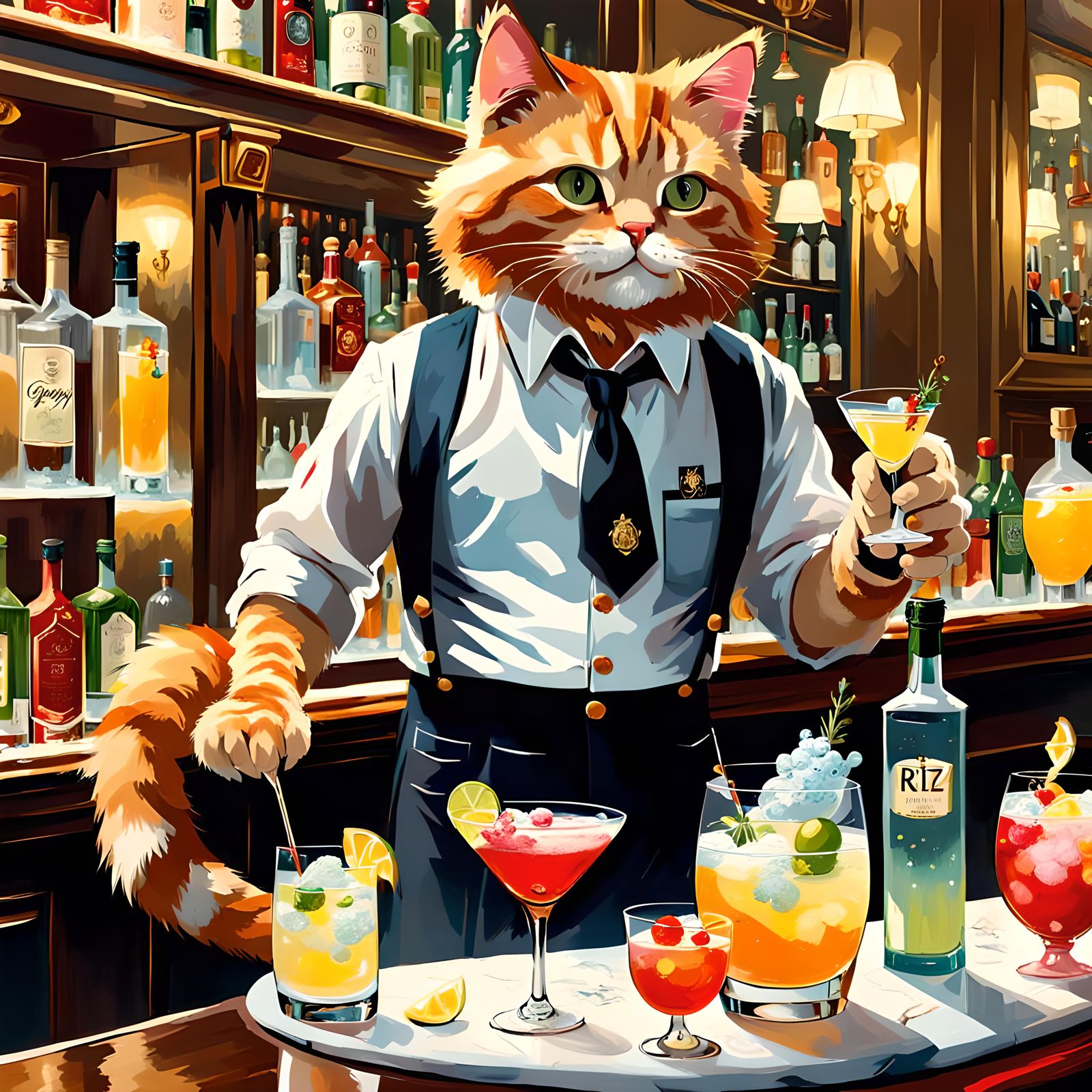 StreetCat Pete Bartender Makes/Serves Mocktails!