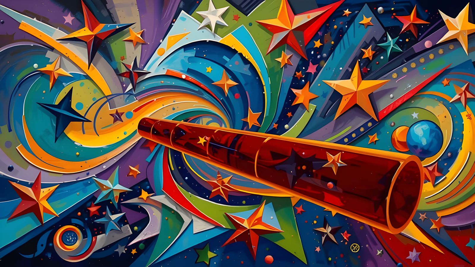 Cosmic Star Vortex in Abstract Expressionist Impasto