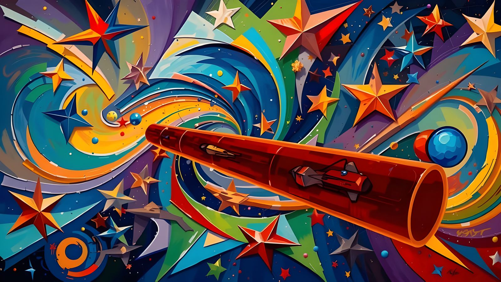 Vibrant Stars in Abstract Expressionist Impasto