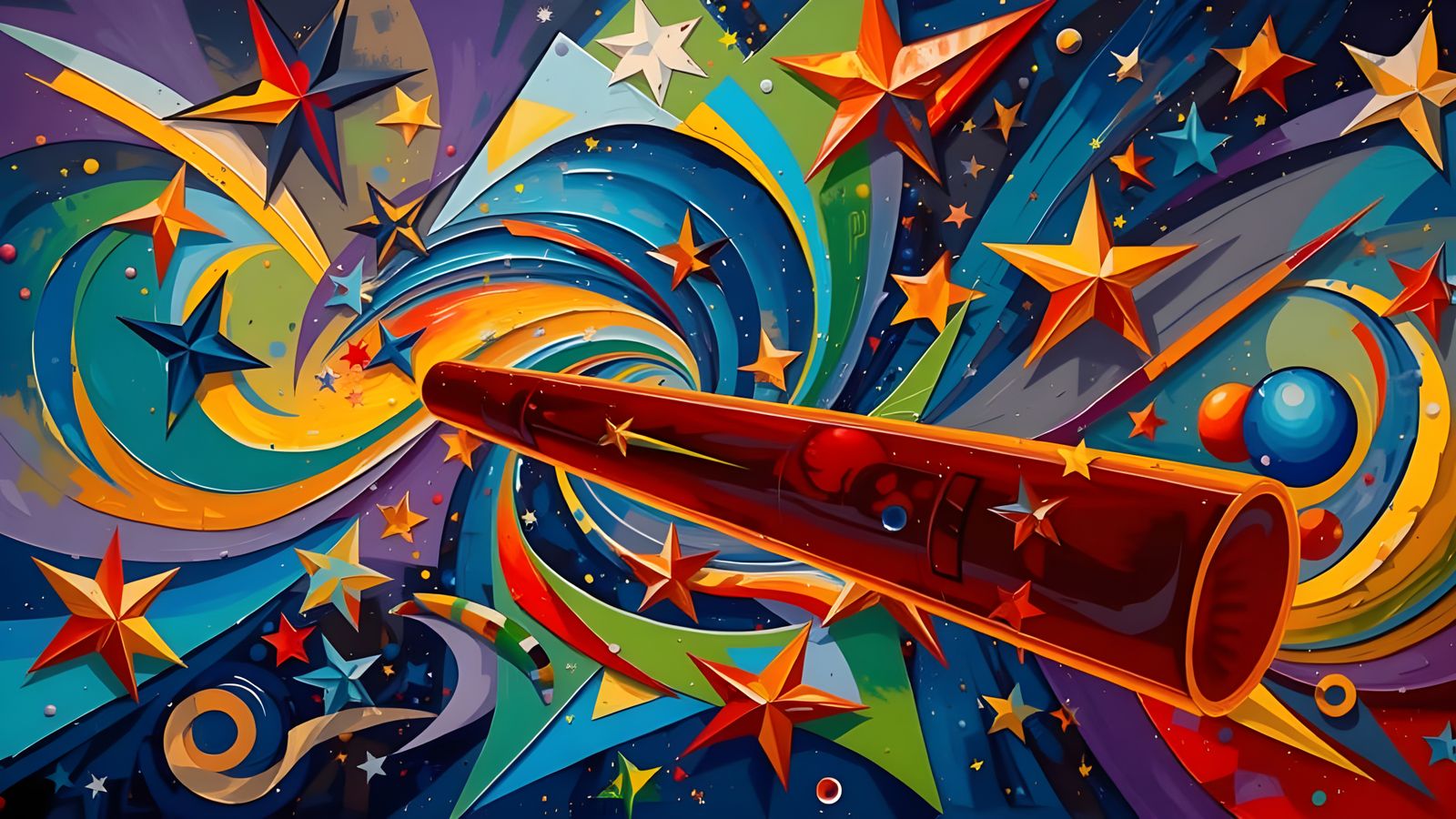 Abstract Impasto Stars in a Cosmic Vortex