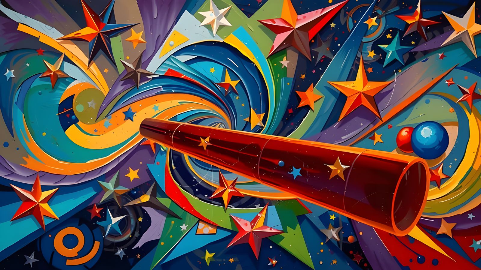 Cosmic Vortex of Abstract Impasto Stars