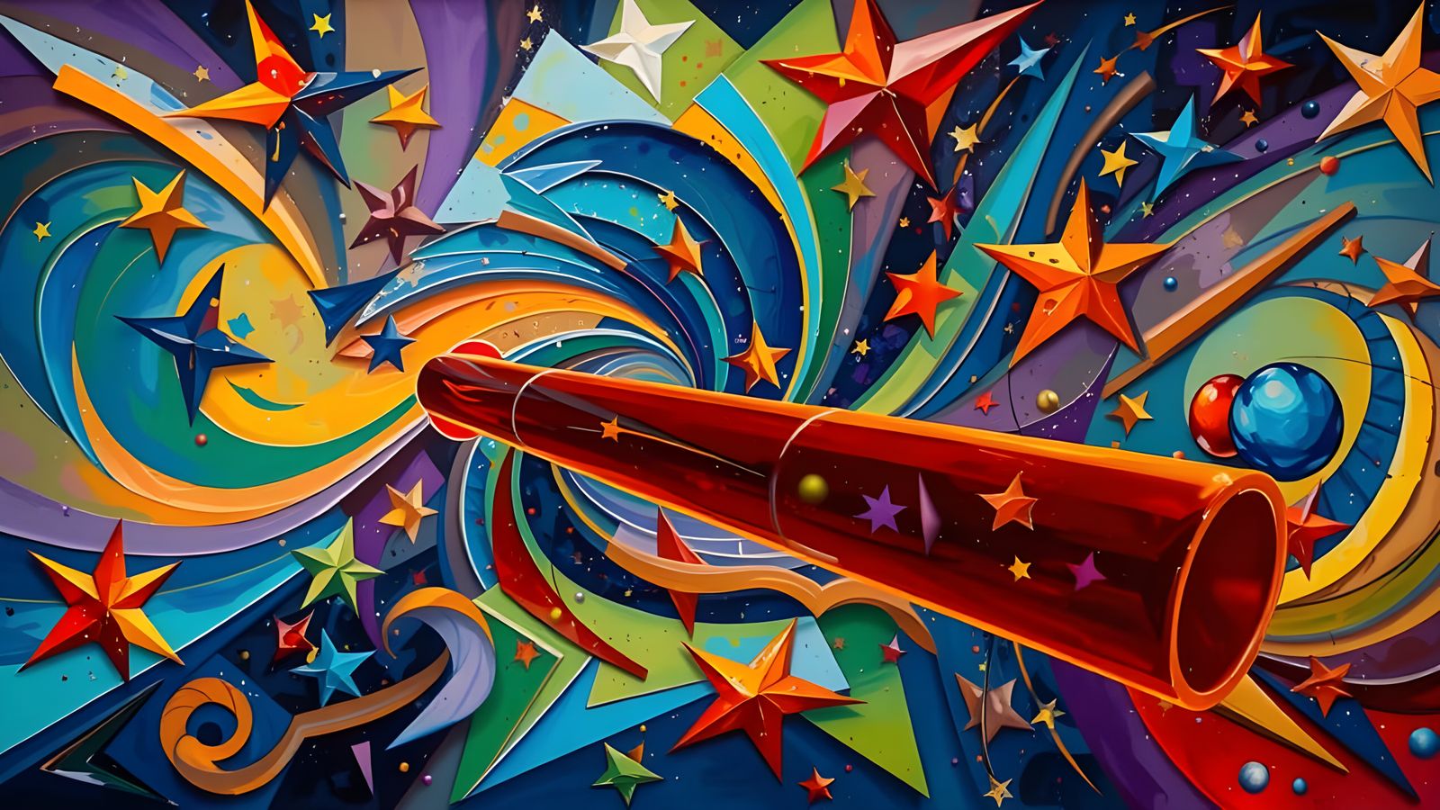 Vibrant Cosmic Dance in Abstract Expressionist Impasto