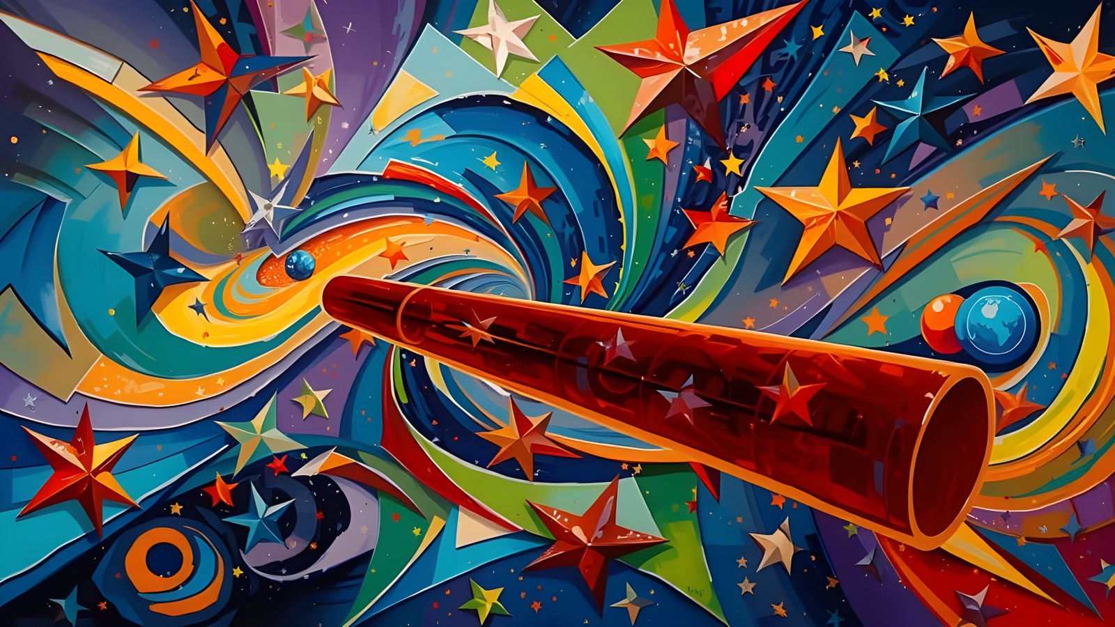 Vibrant Abstract Stars in Impasto Oil