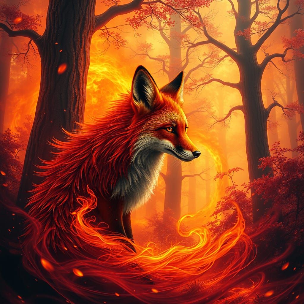 Fantastical Fox in Fiery Wonderland