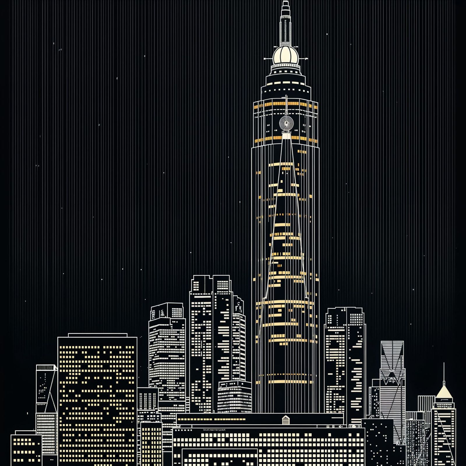 Skyscraper ASCII Art Cityscape
