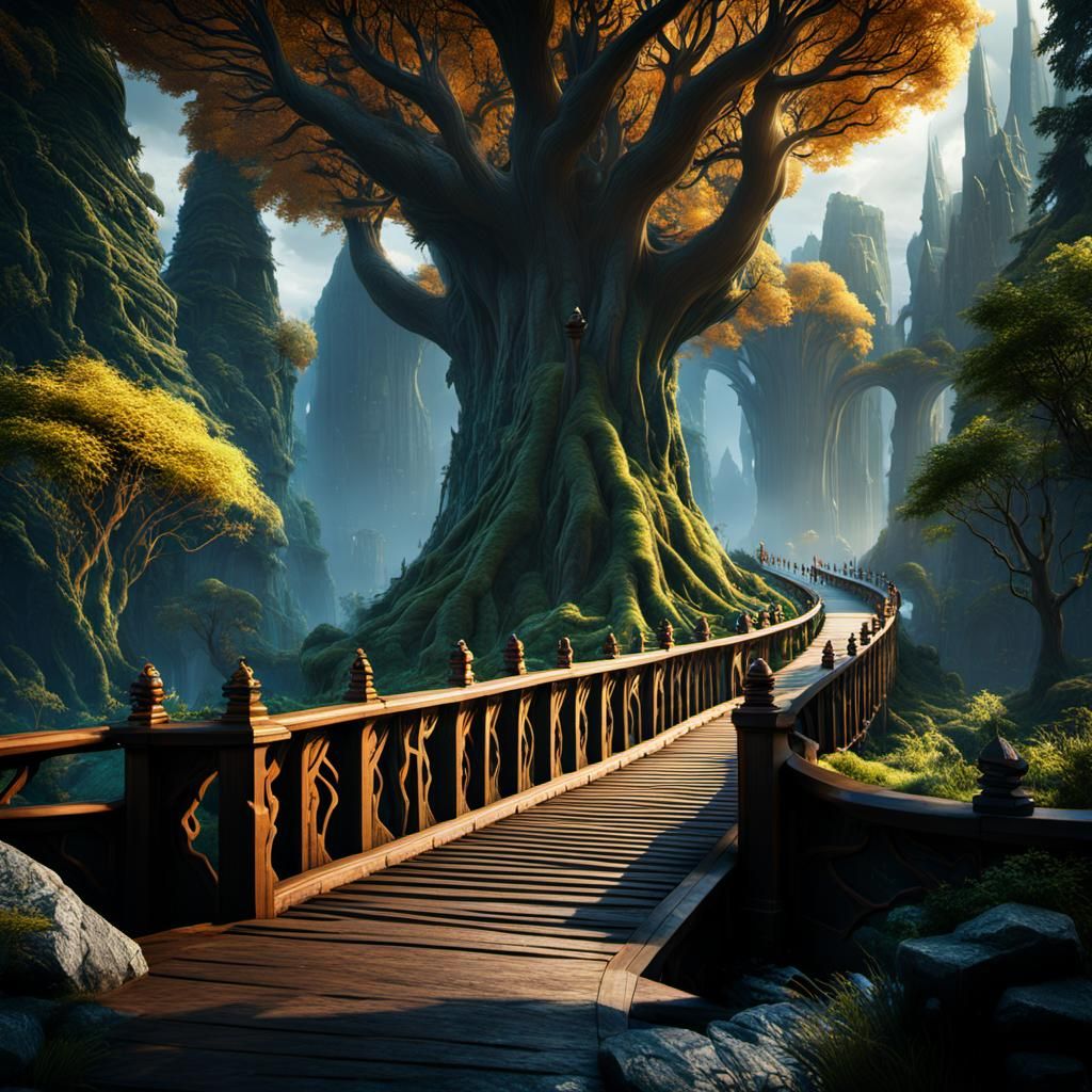 Fantastical City in Giant Trees: Norse-Inspired Design