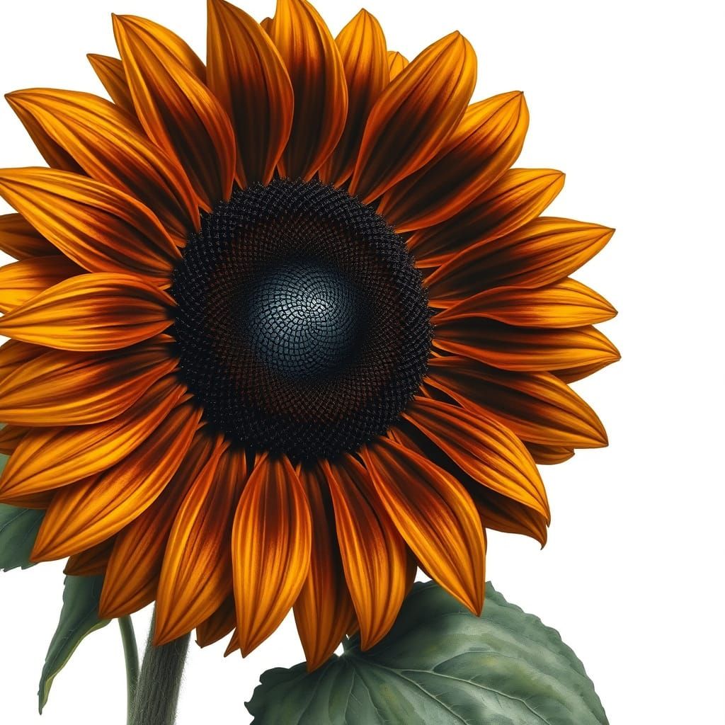 Realistic Sunflower in Mysterious Beauty