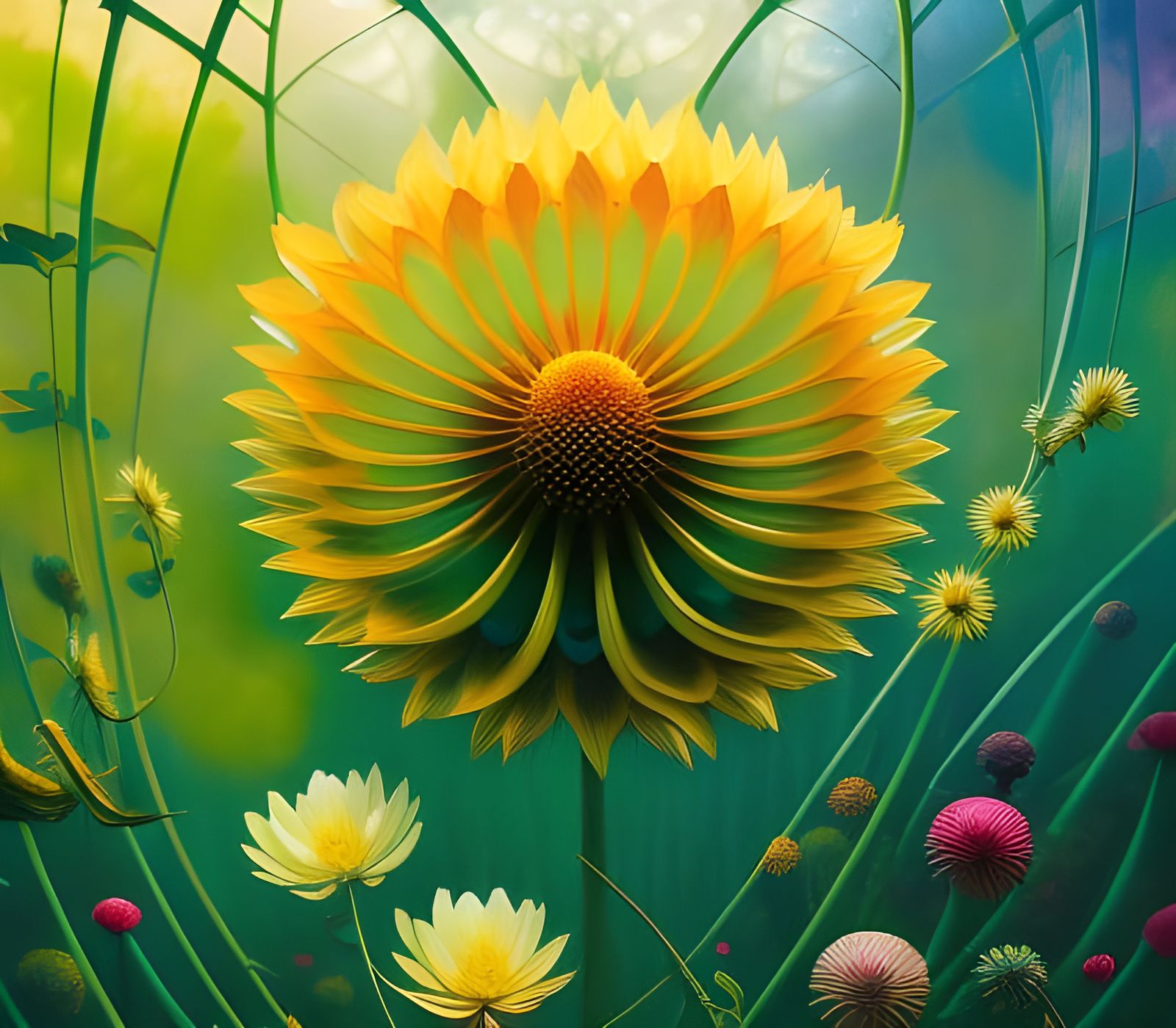 Sacred Geometry Flower of Life in Stained Glass