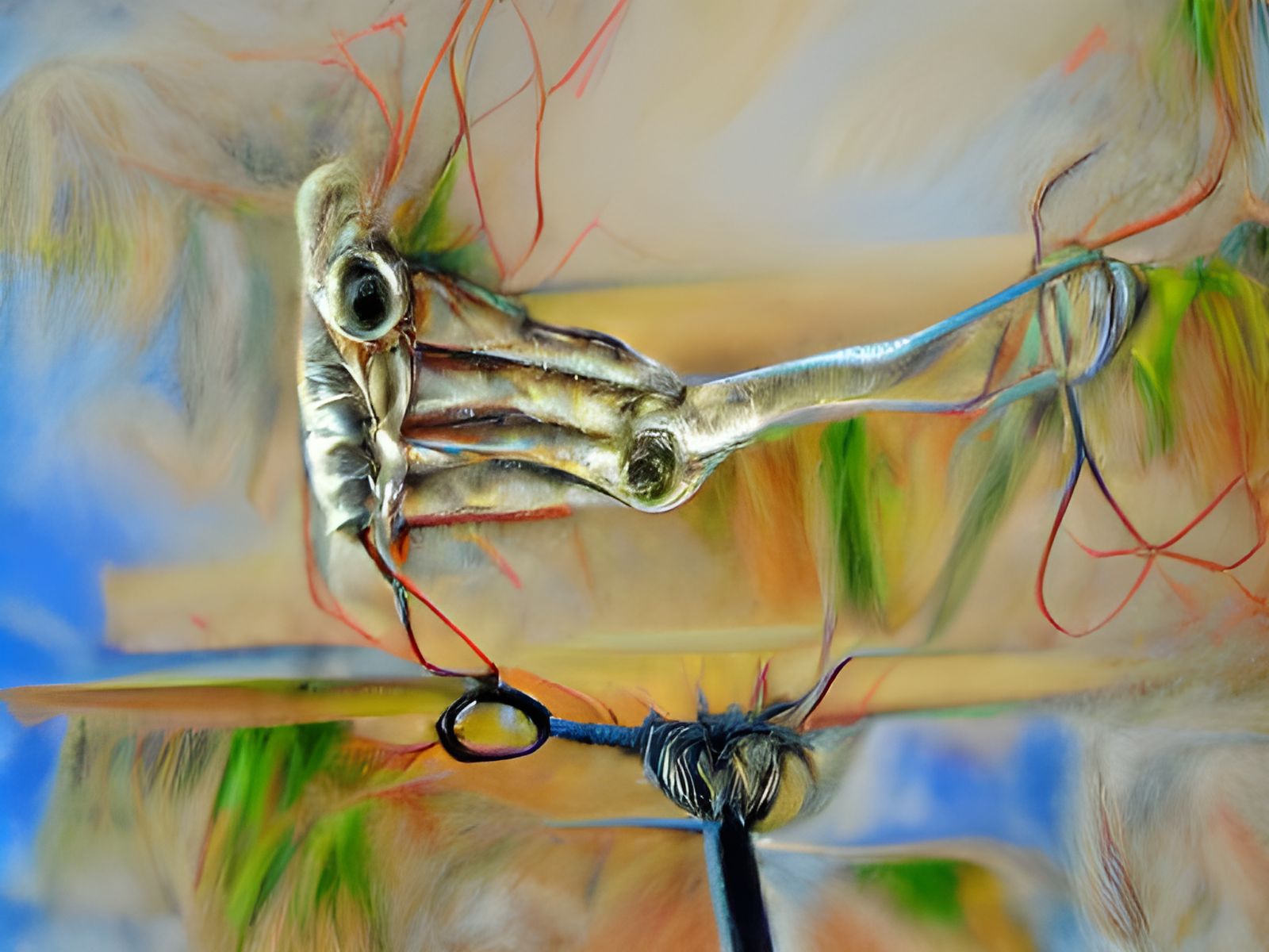 Disturbing String of Eyes in Eldritch Oil Painting