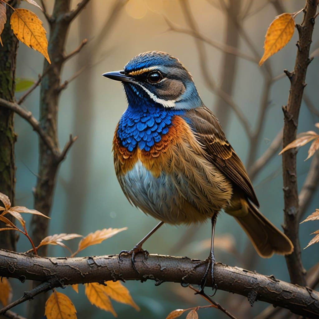 Vibrant Bluethroat Portrait in Digital Art