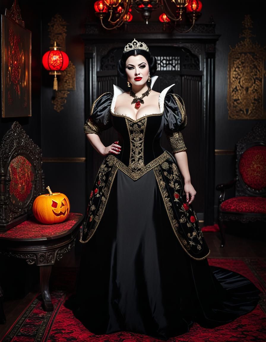 Gothic Queen in Dark, Pop-Art Inspired Splendor