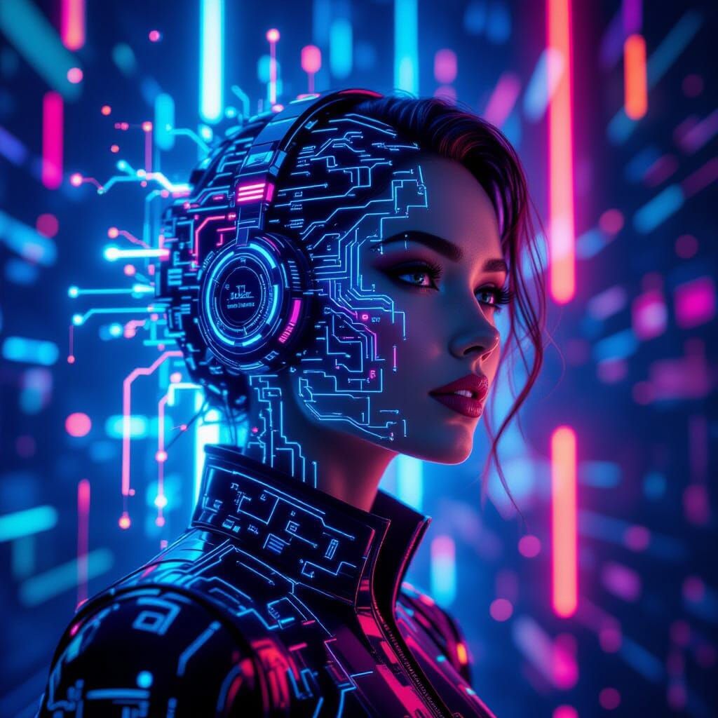 Digital Consciousness in Neon Light Circuitry