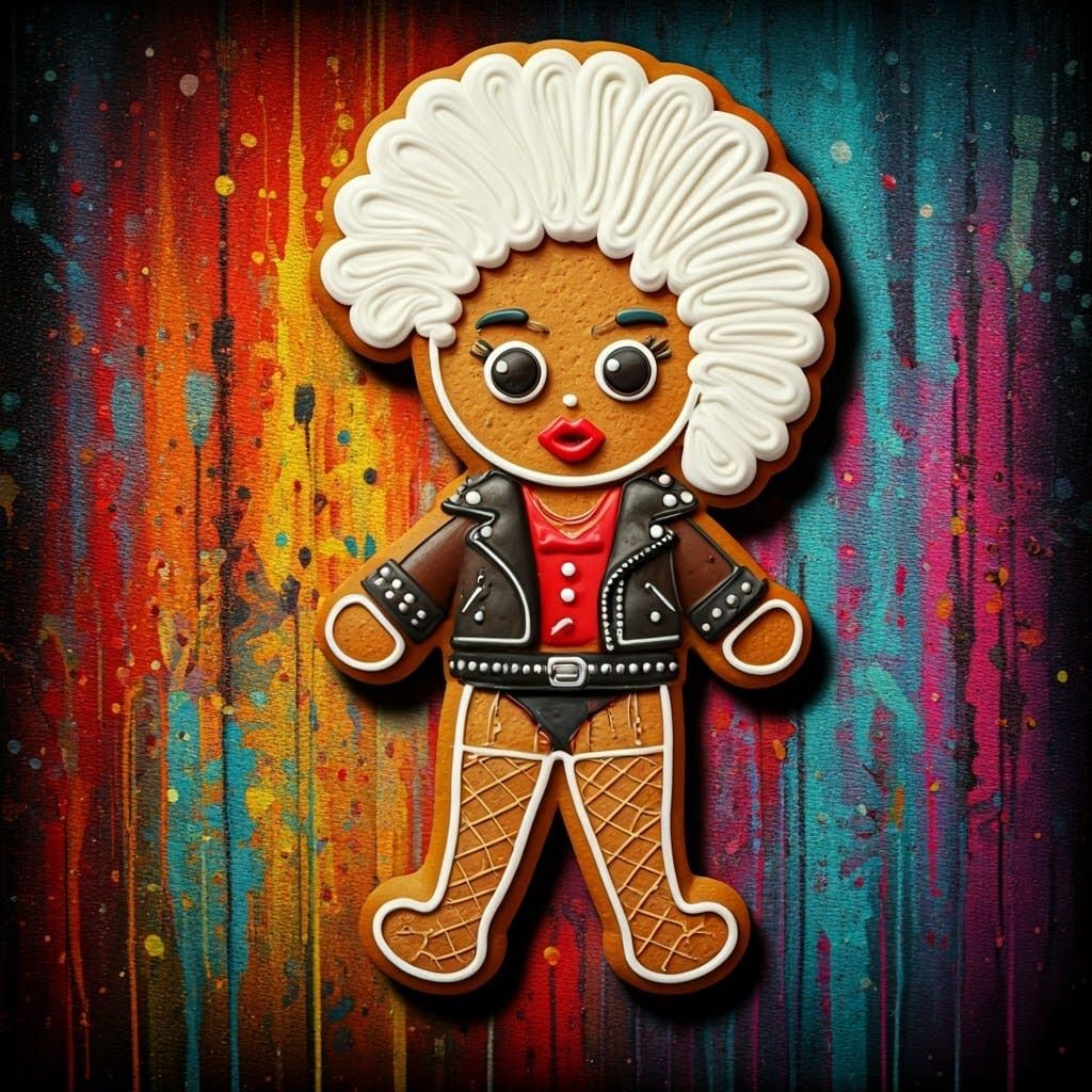 Gingerbread Woman in Punk Rock Aesthetic