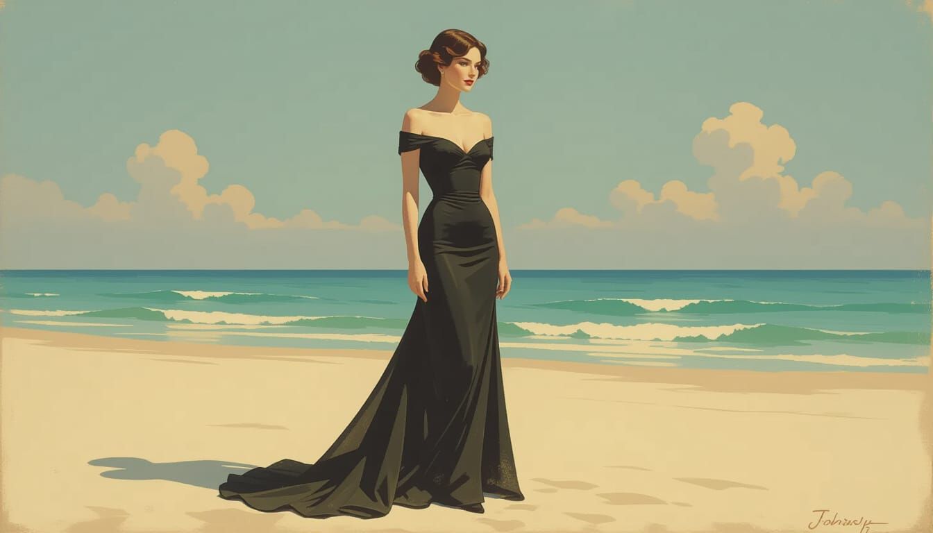 Retro Oil Painting of Elegant Woman by James Gurney Style