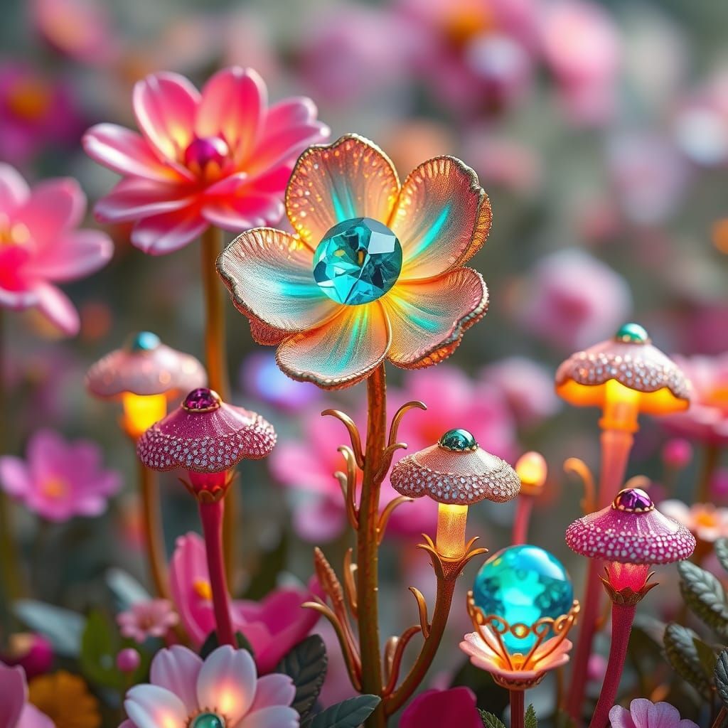 Imaginary Crystal Jeweled Flower Plants