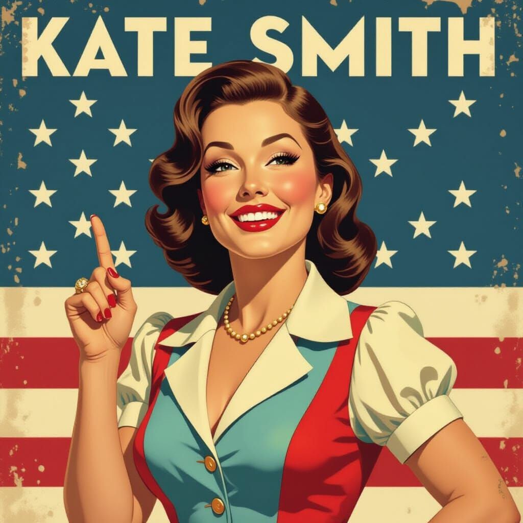 Kate Smith Portrait in 1940s Americana Poster Style