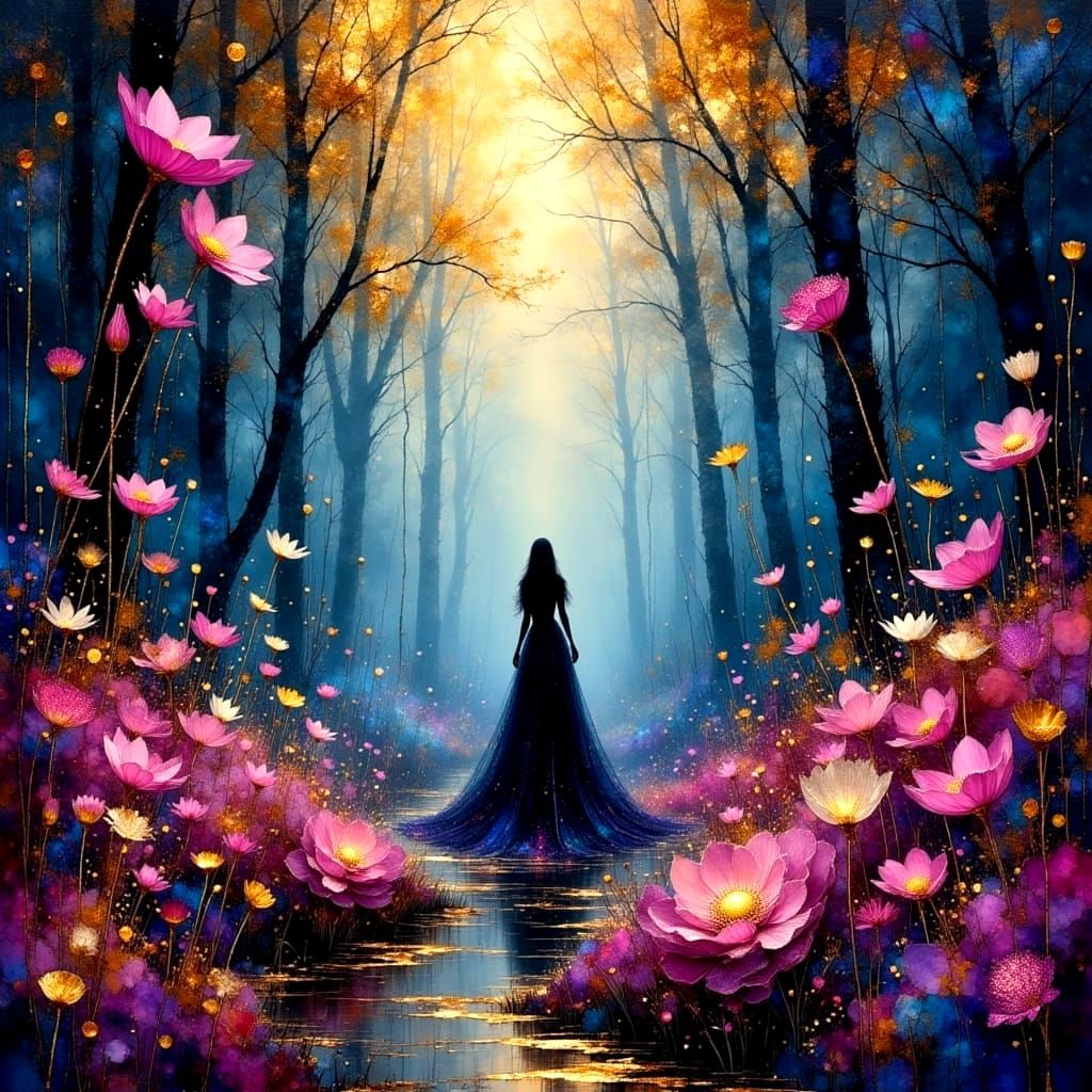 Ethereal Dreamscape: Nature's Miracle in Metallics