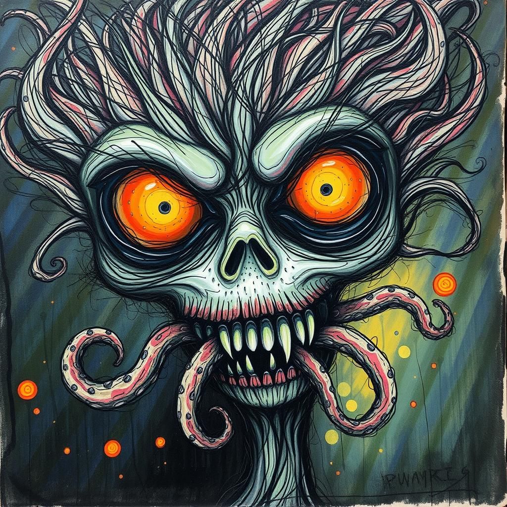 Chaotic Mixed Media Mania in Oil Paint Style