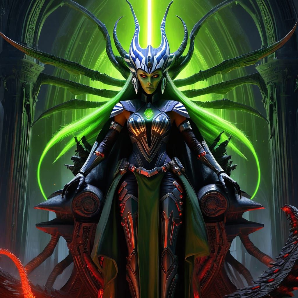 Dark Fantasy Horror Queen in Cyberpunk Style