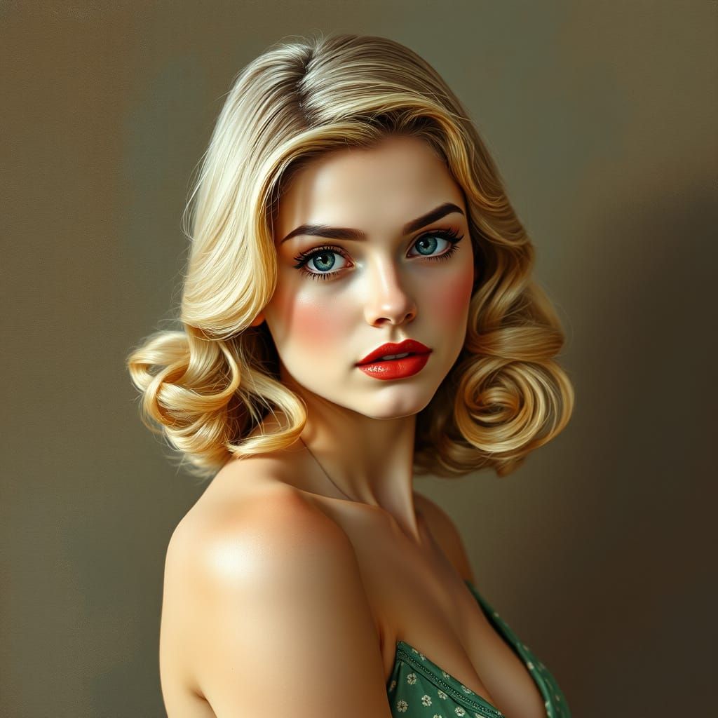 Stunning 1950s Pin-Up in Tonalist Style