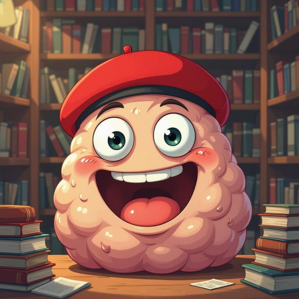 Humorous Flesh Blob with Googly Eyes in Anime Style