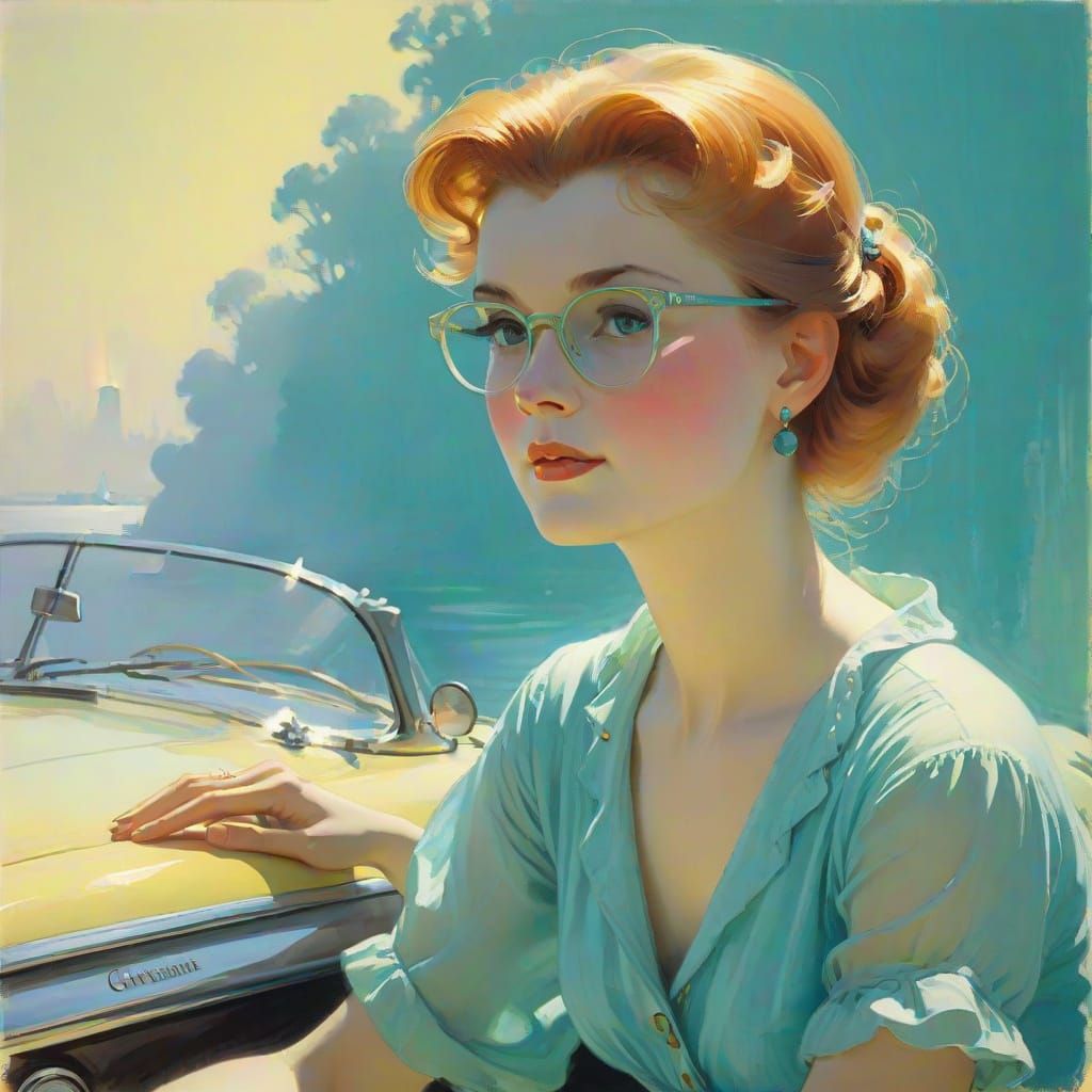 Retro Illustration of Starlet with 1958 Chrysler