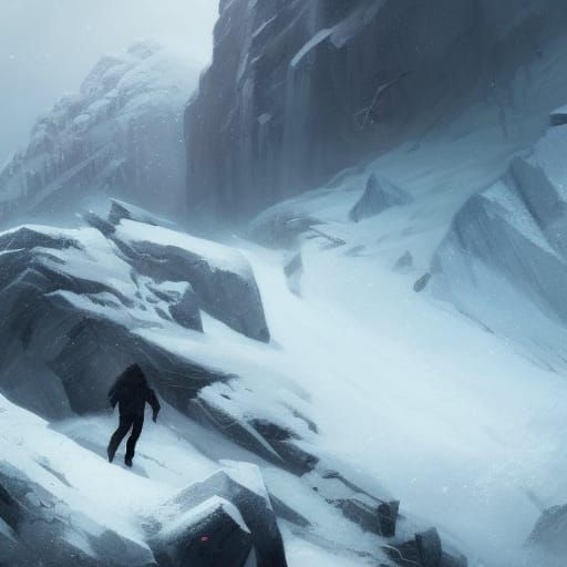 Dramatic Cliff Fall in Dark Fantasy Style