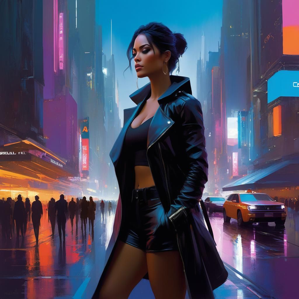 a highly detailed illustration of a beautiful young women in...