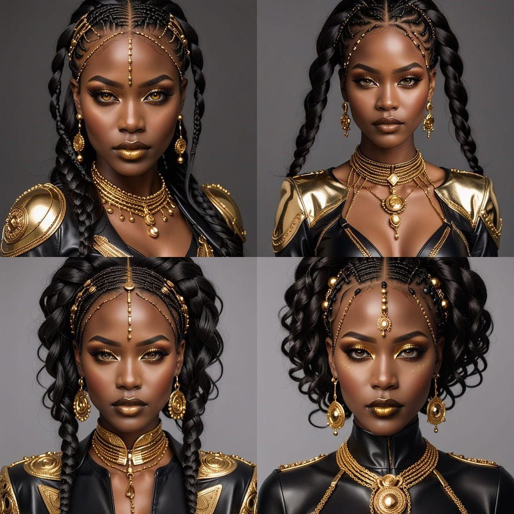 Glamorous Ebony Goddess in Luxury Leather Attire