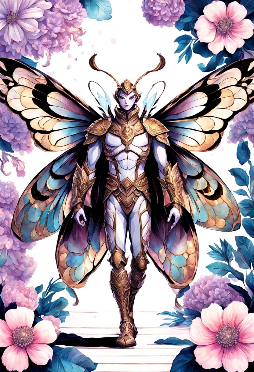 Divine Moth Insectoid in Joseon-Inspired Fantasy Art